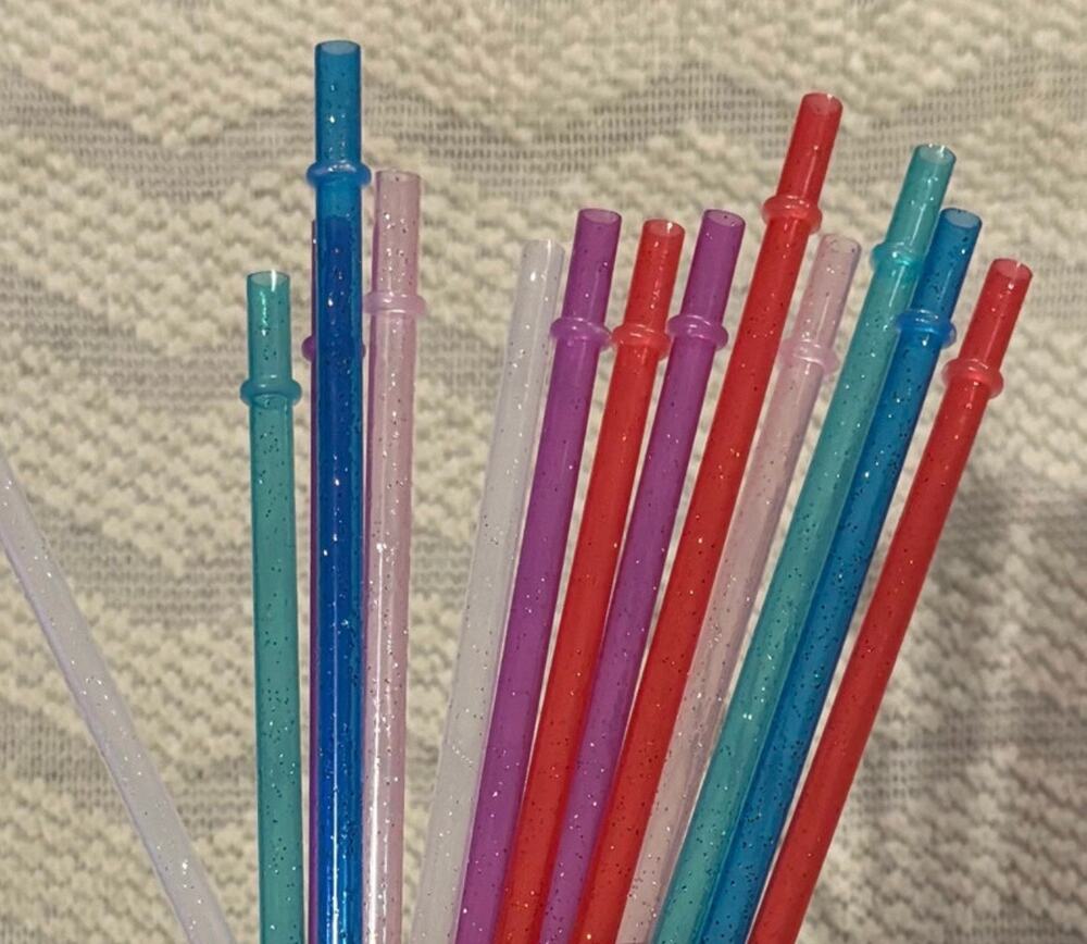 Reusable Glitter Plastic Straws Set 9 Inch Replacement Tumbler Straws OBO